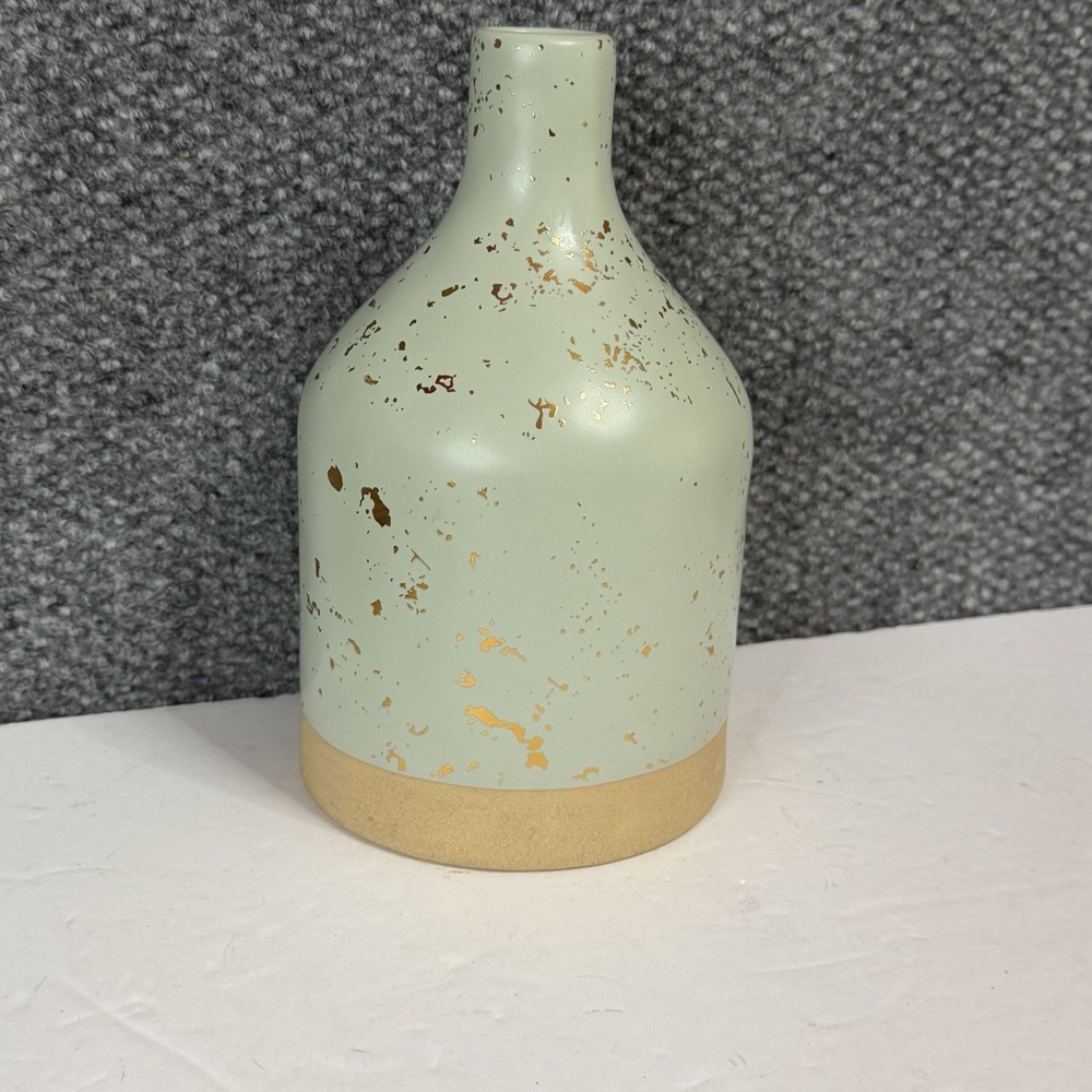 Hearth and Hand Magnolia Blue Stoneware Jug With Gold Speckle 8.5" Tall 5" Wide